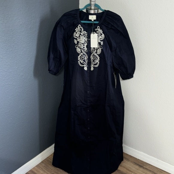 TUCKERNUCK Navy Embroidered Etta Dress - Picture 3 of 5